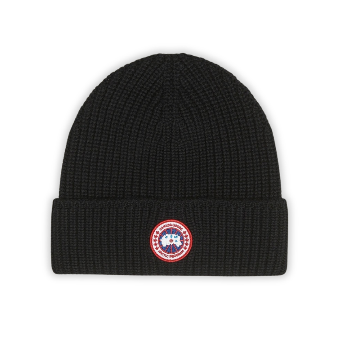 Goose Black Ribbed Beanie